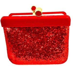 🌟 HOST PICK! 🌟 NWOT Miu Miu Red Glitter Clutch!